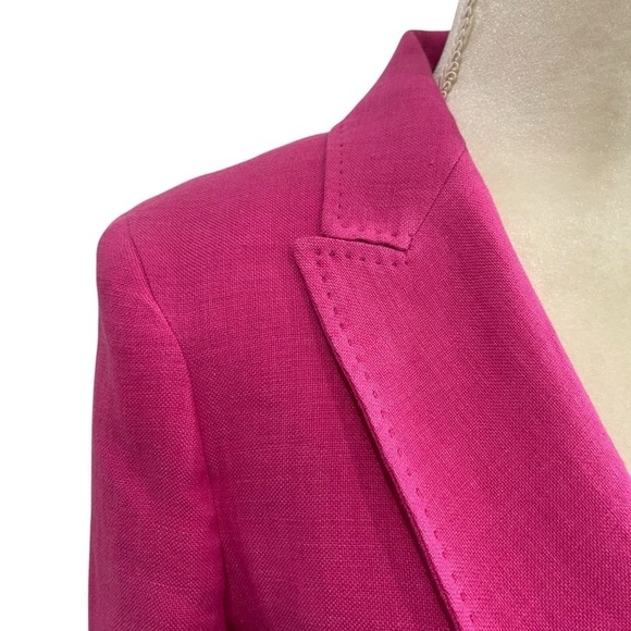 WEEKEND MAX MARA Nalut Linen Canvas Single Breast Blazer Size 8 Fuchsia $575 NWT - Picture 3 of 16